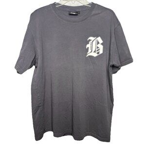 Brooklyn Nets NBA Large Gray Graphic T-Shirt B Logo Short Sleeve Cotton Blend